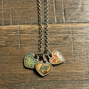Brighton Heart Trio Pendant Necklace in Teal, Yellow & Orange